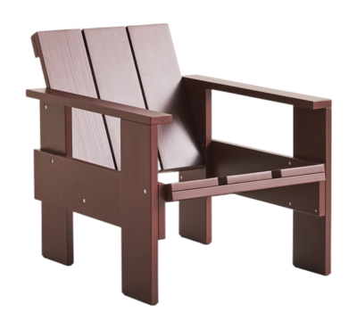HAY Crate Lounge Chair Iron Red Water-Based Lacquered Pinewood Tuinstoel