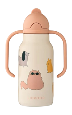 Liewood Kimmie Water Bottle 250 ml Waterfles Jongens en meisjes Cats And Dogs / Sandy Kids